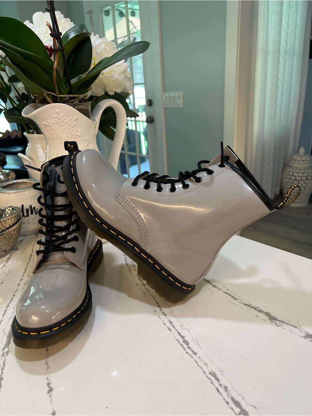 Dr. Martens 1460 Zinc Grey Patent Lamper Boots Sz 10 - Picture 5 of 16